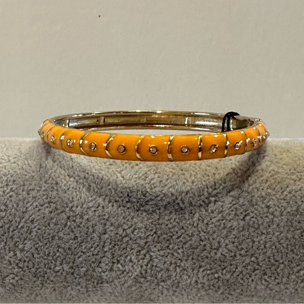 NWT Sequin by Nordstrom Clamper Bangle Bracelet-orange & gold tone & rhinestones